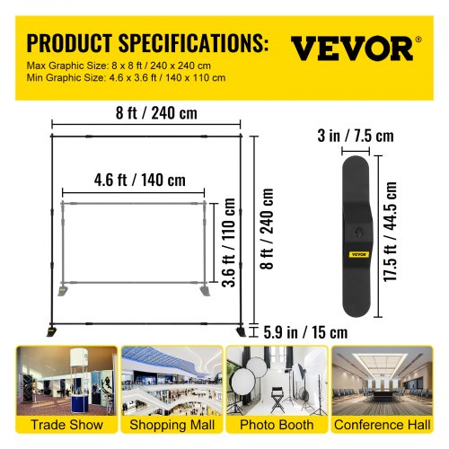 8ft Adjustable Step And Repeat Backdrop Banner Stand Retractable Display With Carrying Bag For Even 7