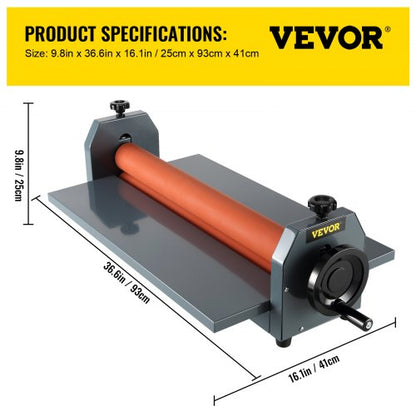 29.5" Manual Vinyl Photo Film Cold Laminator, 10mm Hand Crank Pressure Roll Machine for Professional Mounting