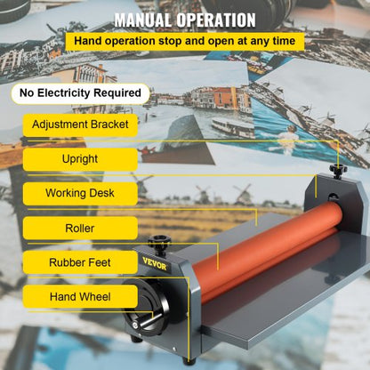 39 Manual Cold Roll Laminator Machine 10mm Vinyl Photo Film Hand Crank Pressure Laminator For Profe 5