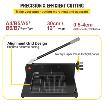 Heavy Duty Paper Cutter 300 Sheet Capacity 45HRC Hardness Guillotine Trimmer With Metal Base For Of 3