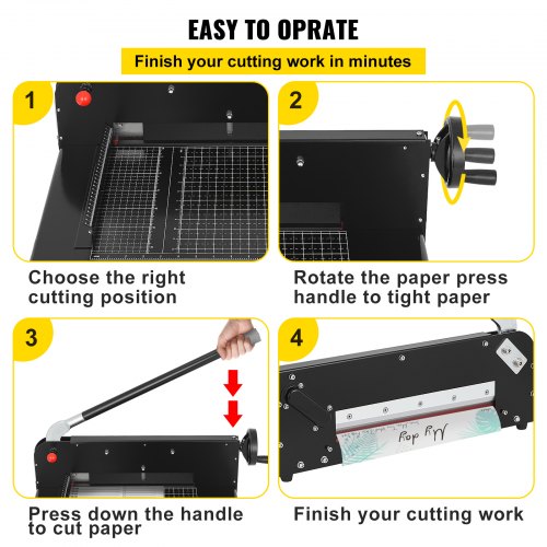 Heavy Duty Paper Cutter 300 Sheet Capacity 45HRC Hardness Guillotine Trimmer With Metal Base For Of 6