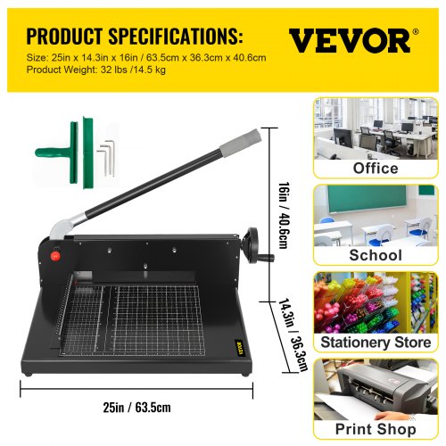 Heavy Duty Paper Cutter 300 Sheet Capacity 45HRC Hardness Guillotine Trimmer With Metal Base For Of 7