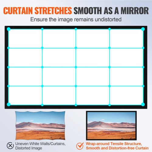 120" 16:9 Fixed Frame Projector Screen, 4K/HDTV Ready with 1.2 Gain for Home Theater & 3D Movies