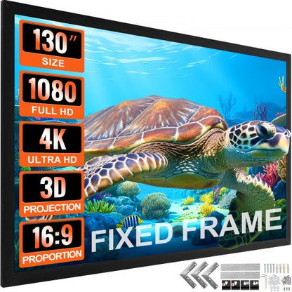 130 169 Movie Projector Screen 4K HD Aluminum Frame Wall Mounted Projector Screen For Home Theater  1