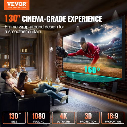 130 169 Movie Projector Screen 4K HD Aluminum Frame Wall Mounted Projector Screen For Home Theater  2