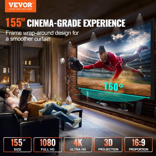 155inch Projector Screen 169 4K HD Wall Mounted Movie Screen For Home Theater  Cinema Experience 2