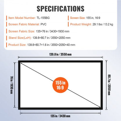 155inch Projector Screen 169 4K HD Wall Mounted Movie Screen For Home Theater  Cinema Experience 7