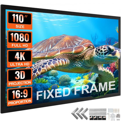 110 169 4K HD Movie Projector Screen Aluminum Frame Wall Mounted For Home Theater  Office Use 1