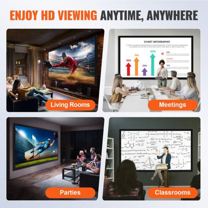 110 169 4K HD Movie Projector Screen Aluminum Frame Wall Mounted For Home Theater  Office Use 6