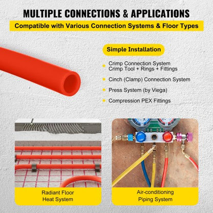 12 X 1000ft Oxygen Barrier PEX Pipe EVOH Radiant Heat Floor Heating Tubing For Plumbing  Cold  Hot  7