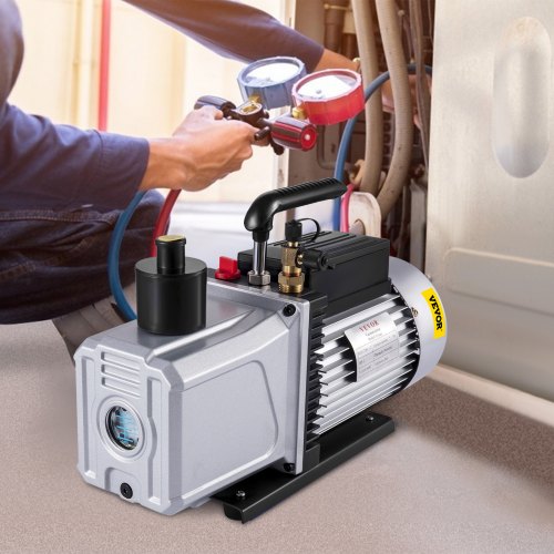 1HP Industrial Vacuum Pump. 12CFM Rotary Vane Air Tool for AC Repair, Auto Maintenance & Refrigerant Evacuation