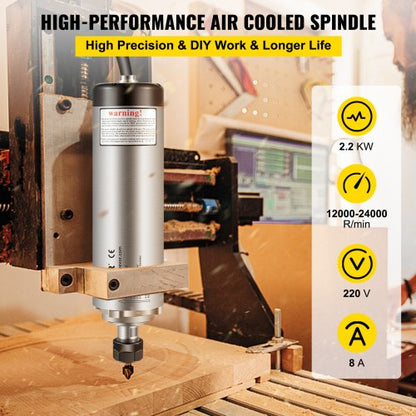 Air Cooled CNC Spindle Motor Collet, RPM Milling Engraving Grinding Spindle for CNC Router