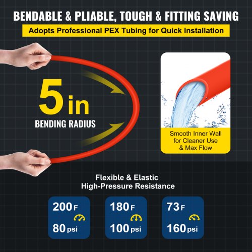 Oxygen Barrier Tube Coil EVOH PEX-B Pipe, Red Flexible PEX Tubing for Residential & Commercial Radiant Floor Heating