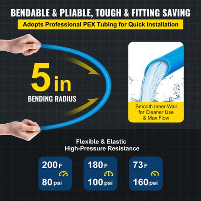 PEX Tubing Oxygen Barrier, Rolls of Red & Blue EVOH PEX-B Pipe for Radiant Floor Heating, Plumbing & Hydronic Systems