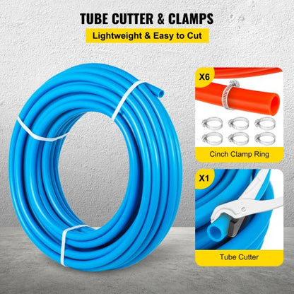 PEX Tubing Oxygen Barrier, Rolls of Red & Blue EVOH PEX-B Pipe for Radiant Floor Heating, Plumbing & Hydronic Systems