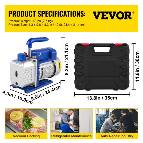 Single Stage Air Vacuum Pump HVAC AC Refrigeration Kit With AC Manifold Gauge Can Tap  Carrying Tot 7