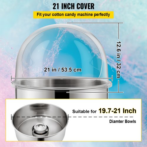 Candy Machine Bubble Shield Clear Plastic Cotton Candy Cover For Commercial Candy Maker Durable Acr 3