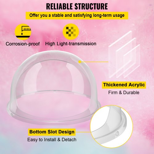 Candy Machine Bubble Shield Clear Plastic Cotton Candy Cover For Commercial Candy Maker Durable Acr 4