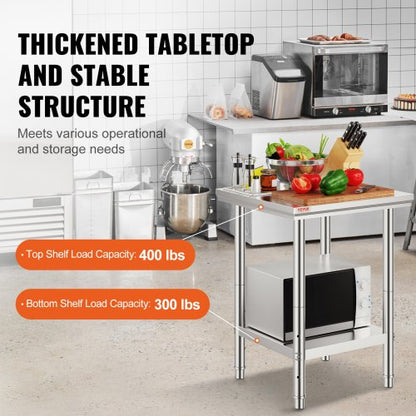 Stainless Steel Commercial Kitchen Work Food Prep Table With Adjustable Undershelf Heavy Duty Utili 3