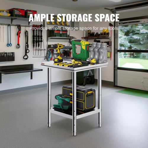 Stainless Steel Commercial Kitchen Work Food Prep Table With Adjustable Undershelf Heavy Duty Utili 4