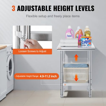 Stainless Steel Commercial Kitchen Work Food Prep Table With Adjustable Undershelf Heavy Duty Utili 5