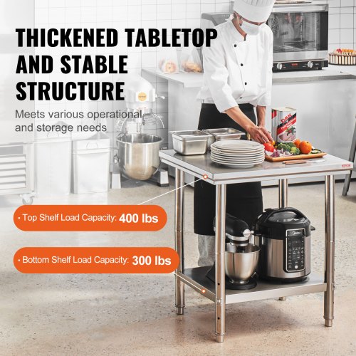 Commercial Worktable  Workstation Heavy Duty Stainless Steel Work Table For Home Restaurant Metal P 3