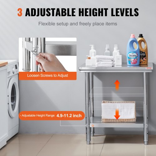 Commercial Worktable  Workstation Heavy Duty Stainless Steel Work Table For Home Restaurant Metal P 5
