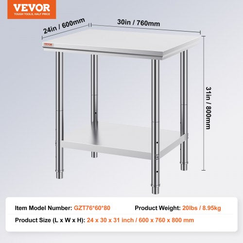 Commercial Worktable  Workstation Heavy Duty Stainless Steel Work Table For Home Restaurant Metal P 7