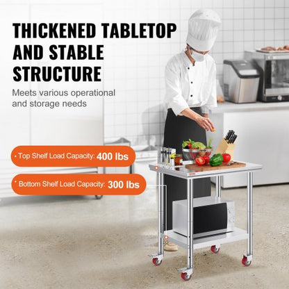 Heavy Duty Stainless Steel Work Table With Wheels Prep Table With Casters For Restaurant Catering O 3