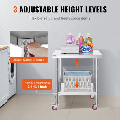 Heavy Duty Stainless Steel Work Table With Wheels Prep Table With Casters For Restaurant Catering O 5