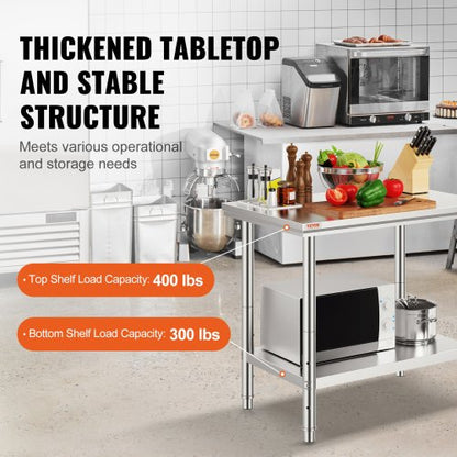 Heavy Duty Stainless Steel Prep Table High Capacity Commercial Workstation With Adjustable Shelves  3