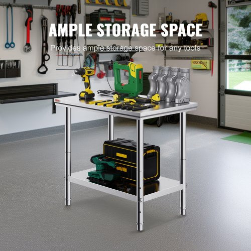Heavy Duty Stainless Steel Prep Table High Capacity Commercial Workstation With Adjustable Shelves  4