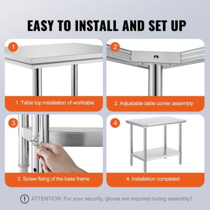 Heavy Duty Stainless Steel Prep Table High Capacity Commercial Workstation With Adjustable Shelves  6
