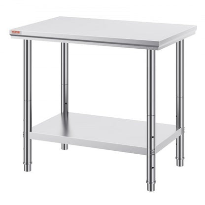 Heavy Duty Stainless Steel Prep Table High Capacity Commercial Workstation With Adjustable Shelves  8