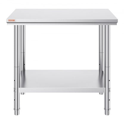 Heavy Duty Stainless Steel Prep Table High Capacity Commercial Workstation With Adjustable Shelves  9