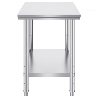 Heavy Duty Stainless Steel Prep Table High Capacity Commercial Workstation With Adjustable Shelves  10