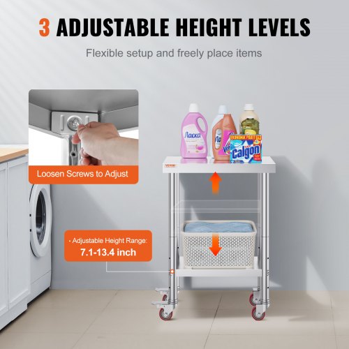 Stainless Steel Work Table With Wheels Heavy Duty Prep Table With Casters For Commercial Kitchen Re 5