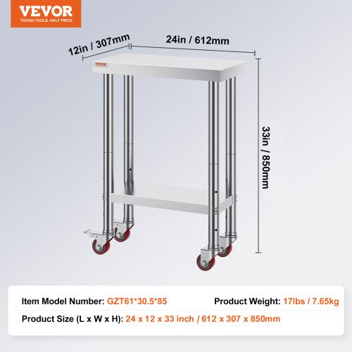 Stainless Steel Work Table With Wheels Heavy Duty Prep Table With Casters For Commercial Kitchen Re 7