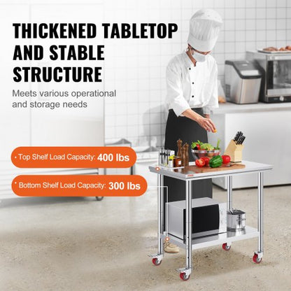 Stainless Steel Work Table With Wheels Heavy Duty Commercial Food Prep Worktable With Casters For R 3