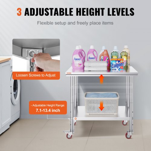 Stainless Steel Work Table With Wheels Heavy Duty Commercial Food Prep Worktable With Casters For R 5