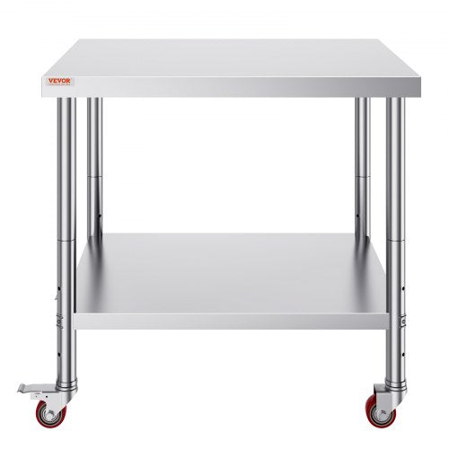 Stainless Steel Work Table Heavy Duty Commercial Food Prep Worktable With Adjustable Shelf  Lockabl 9