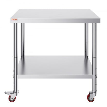 Stainless Steel Work Table Heavy Duty Commercial Food Prep Worktable With Adjustable Shelf  Lockabl 9