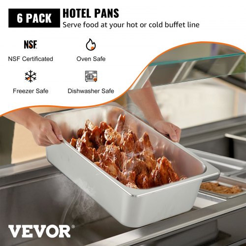Steam Table Pans Full Size Deep Food Container Stainless Steel Oven Tray AntiJam Commercial Hotel P 2