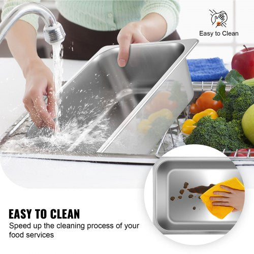 Steam Table Pans Full Size Deep Food Container Stainless Steel Oven Tray AntiJam Commercial Hotel P 5