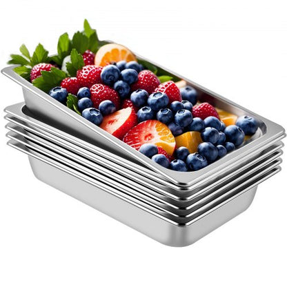 Steam Table Pans, Full Size Deep Food Container, Anti-Jam Stainless Steel Oven Tray, Hotel Buffet Catering Pans