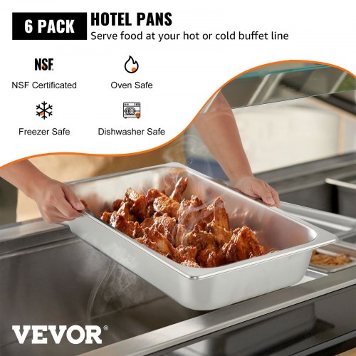 Steam Table Pans Full Size Deep Food Container AntiJam Stainless Steel Oven Tray Hotel Buffet Cater 2