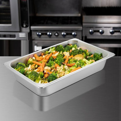 Steam Table Pans Full Size Deep Food Container AntiJam Stainless Steel Oven Tray Hotel Buffet Cater 1