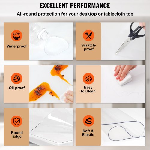 Clear Table Cover Protector Thick PVC Plastic Tablecloth Table Protector For Dining Room Table Desk 4