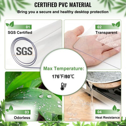 Clear Table Cover Protector Thick PVC Plastic Tablecloth For Dining Room Office Desks  Furniture Pr 3