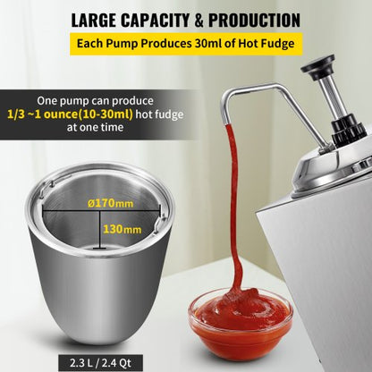 Stainless Steel Hot Cheese Dispenser 24QT Electric Nacho Cheese Warmer With Pump For Hot Fudge Cara 4